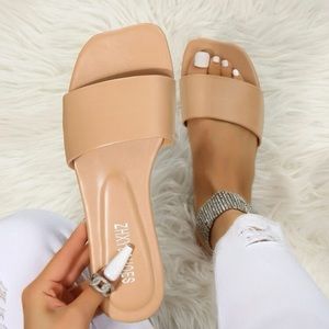 Beige flat sandals